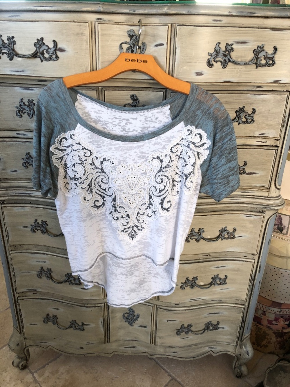 Blouse Short Sleeves Rhinestones